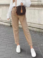 Pants Khaki Raised Waist Trousers