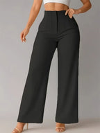 Pants Khaki Raised Waist Trousers
