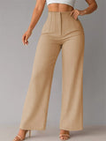 Pants Khaki Raised Waist Trousers