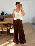 Pants Brown Raised Waist Trousers
