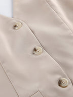 Two Piece Sets Khaki Chic Daily V-Neck Sleeveless Pant Set