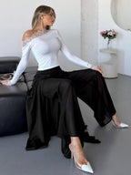 Pants Black Raised Waist Trousers