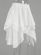 Skirts White Raised Waist Elegant Mini Women's Bottoms