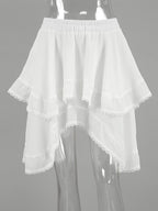 Skirts White Raised Waist Elegant Mini Women's Bottoms