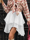 Skirts White Raised Waist Elegant Mini Women's Bottoms