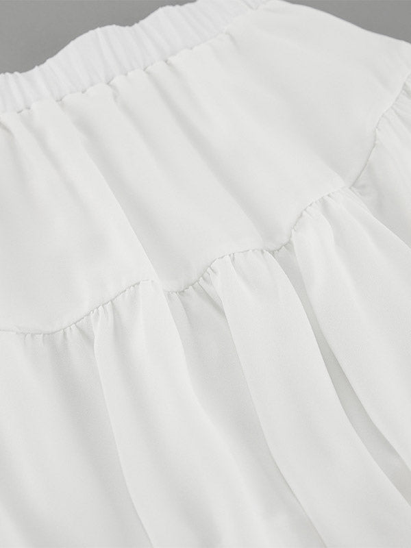 Skirts White Chiffon Elegant Mini Women's Bottoms