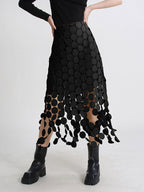 Skirts Black Raised Waist Elegant Long Women's Bottoms