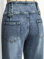 Jeans Women's Wide Sexy Cotton Casual Buttons Bottoms