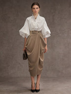 Skirts Khaki Elegant Clothes Spring Long Women's Bottoms