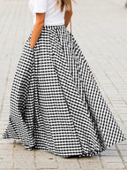 Skirts Black Plaid Casual Summer Long Women's Bottoms