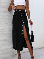 Skirts Blue Denim Casual Fall Mid-calf Length Women's Bottoms