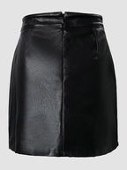 Skirts Black Raised Waist PU Leather Sexy Mini Women's Bottoms