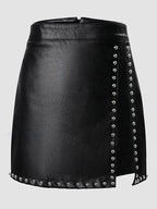 Skirts Black Raised Waist PU Leather Sexy Mini Women's Bottoms