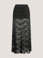 Skirts Black Sheer Nylon Sexy Fall Long Women's Bottoms