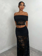 Skirts Black Sheer Nylon Sexy Fall Long Women's Bottoms