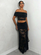 Skirts Black Sheer Nylon Sexy Fall Long Women's Bottoms