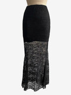 Skirts Black Lace Raised Waist Elegant Sheer Long Women's Bottoms