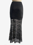 Skirts Black Lace Raised Waist Elegant Sheer Long Women's Bottoms