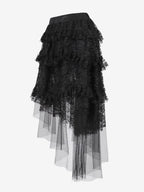Skirts Black Sexy Irregular Floral Print Fall Knee Length Women's Bottoms