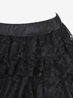 Skirts Black Sexy Irregular Floral Print Fall Knee Length Women's Bottoms