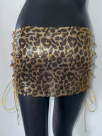 Skirts Leopard Shiny Metallic Sexy Slim Fit Fall Mini Women's Bottoms
