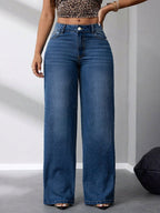 Jeans Bottoms Women's Wide Fashion Denim Casual Jeans