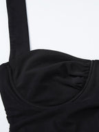 Party Dresses Black Halter Sweetheart Ruched Split Midi Dress Night Club City Outfit