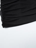 Party Dresses Black Halter Sweetheart Ruched Split Midi Dress Night Club City Outfit