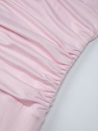 Vacation Dresses Blush Pink Deep V Cutout Back Ruched Bodycon Maxi Dress Evening Cocktail Gown