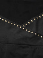 Party Dresses Black Rivet Trim Halter Open Back Bodycon Mini Dress Nightclub Party Outfit