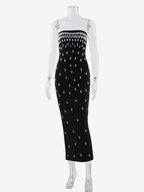 Night Out Dresses Strapless Rhinestone Embellished Bodycon Midi Dress Back Split Evening Gown