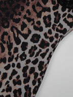 Night Out Dresses Wild Leopard Print Cami Slip Mini Lace Trim Strap Bodycon Night Chemise