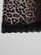 Night Out Dresses Wild Leopard Print Cami Slip Mini Lace Trim Strap Bodycon Night Chemise