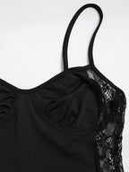Night Out Dresses Spaghetti Strap Bustier Lace Side Cutout Bodycon Maxi Dress