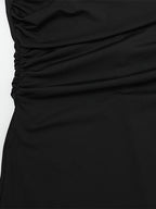 Party Dresses Off Shoulder Lace Trim Ruched Bodycon Midi Dress With Slit