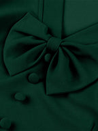 Vintage Dresses 1950s Vintage Swing Dress Bow Tie Collar Short Sleeve Tea Party Dress