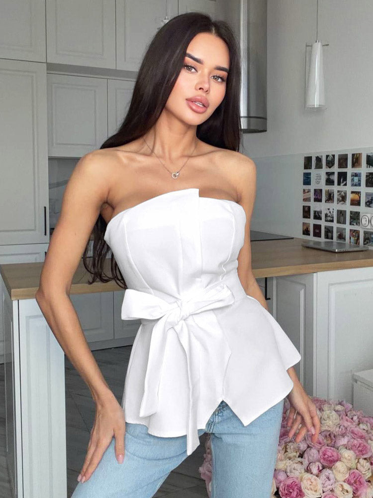 Brown Cami Top Strapless Casual Women Camis