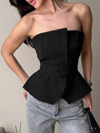 Brown Cami Top Strapless Casual Women Camis