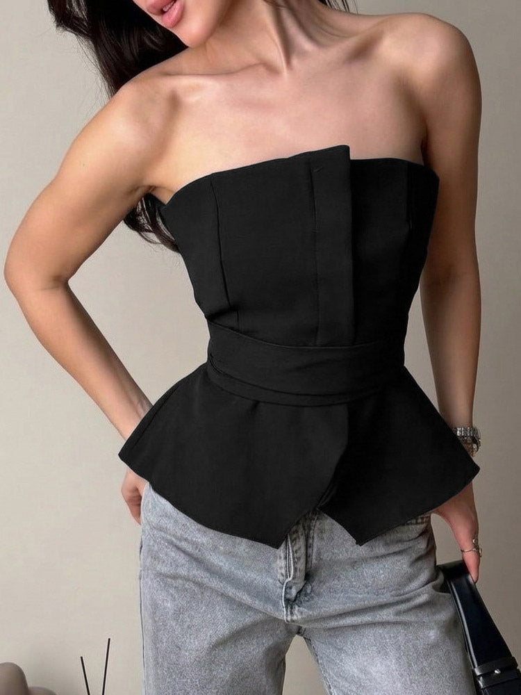 Brown Cami Top Strapless Casual Women Camis