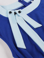 Vintage Swing Dress Women's 1950s Contrast Trim Bow Neck Tea Party Dress