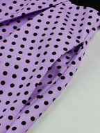 Vintage Swing Dress 1950s Contrast Polka Dot Dress Square Neck Tea Party Dress