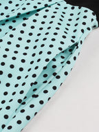 Vintage Swing Dress 1950s Contrast Polka Dot Dress Square Neck Tea Party Dress