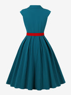Women's 1950s Vintage Swing Dress Sleeveless Collared A-Line Tea Party Dress