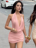 Two Piece Sets Apricot Sexy Cut Out Street Wear Shaping Skirt Set