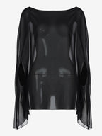 Sheer Chiffon Batwing Sleeve Cape Beach Cover Up