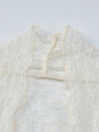 Women Mesh Lace 2 Piece Cover Up Set Long Sleeve Wrap Top Shorts Beach Outfit