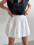 Elastic Waist Tiered Bubble Balloon Mini Skirt