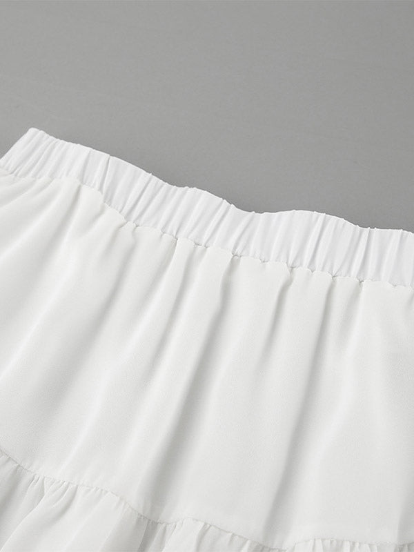 Elastic Waist Tiered Bubble Balloon Mini Skirt