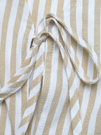 Women Striped Sleeveless V Neck Tie Front Vest Wide Leg Pants 2 Piece Linen Set