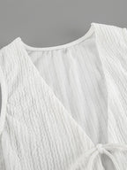 Two Piece Sets White Daily Casual V-Neck Sleeveless Elegant Pant Set